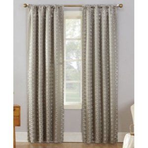 Sun Zero Atticus Metallic Geometric Jacquard 52" x 95" Blackout Lined Rod-Pocket